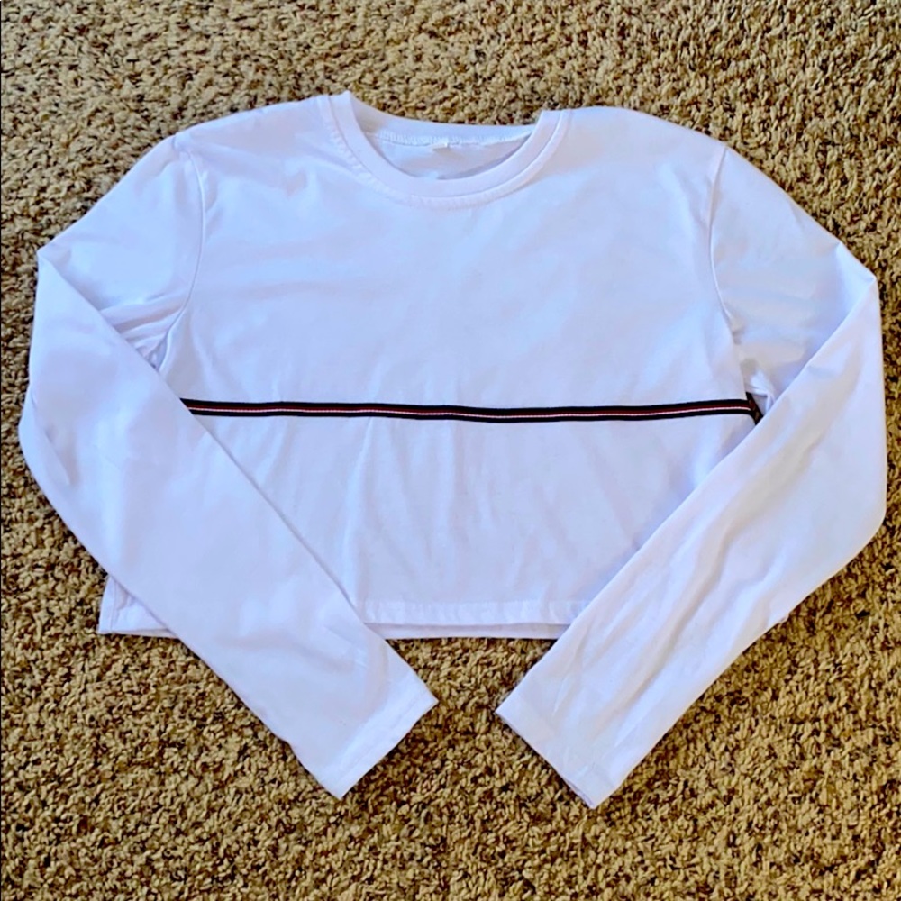 Romwe Cropped Long-sleeved Shirt